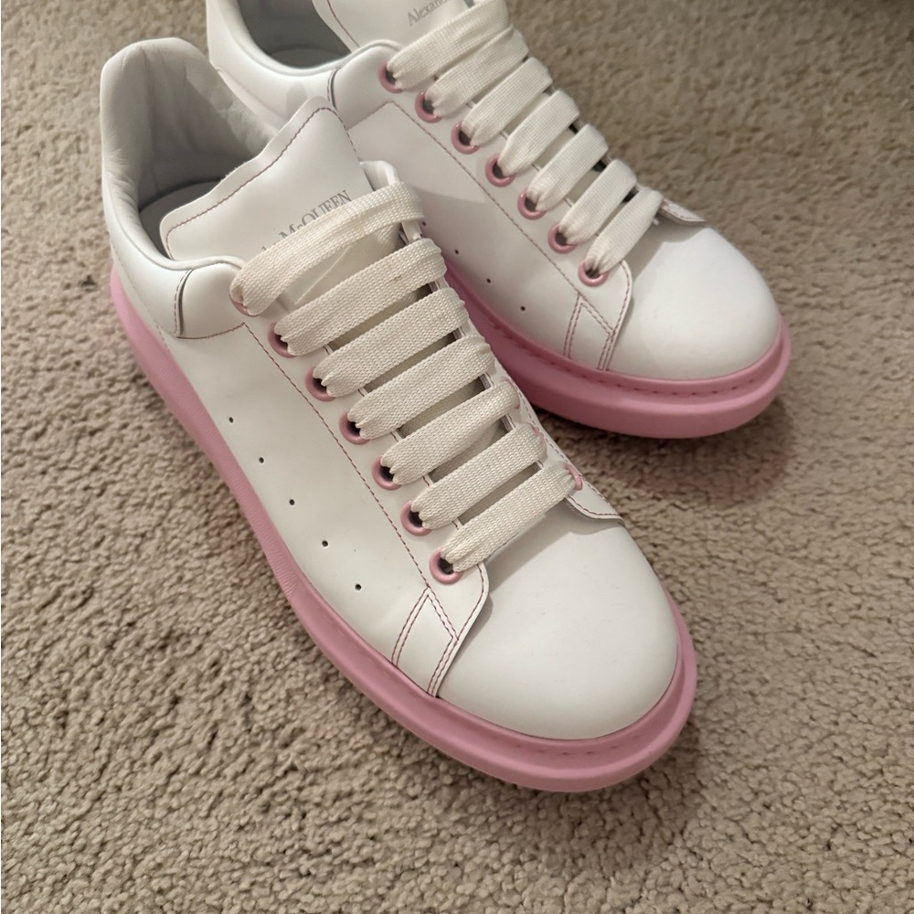 Alexander McQueen White Sneakers with Pink Soles